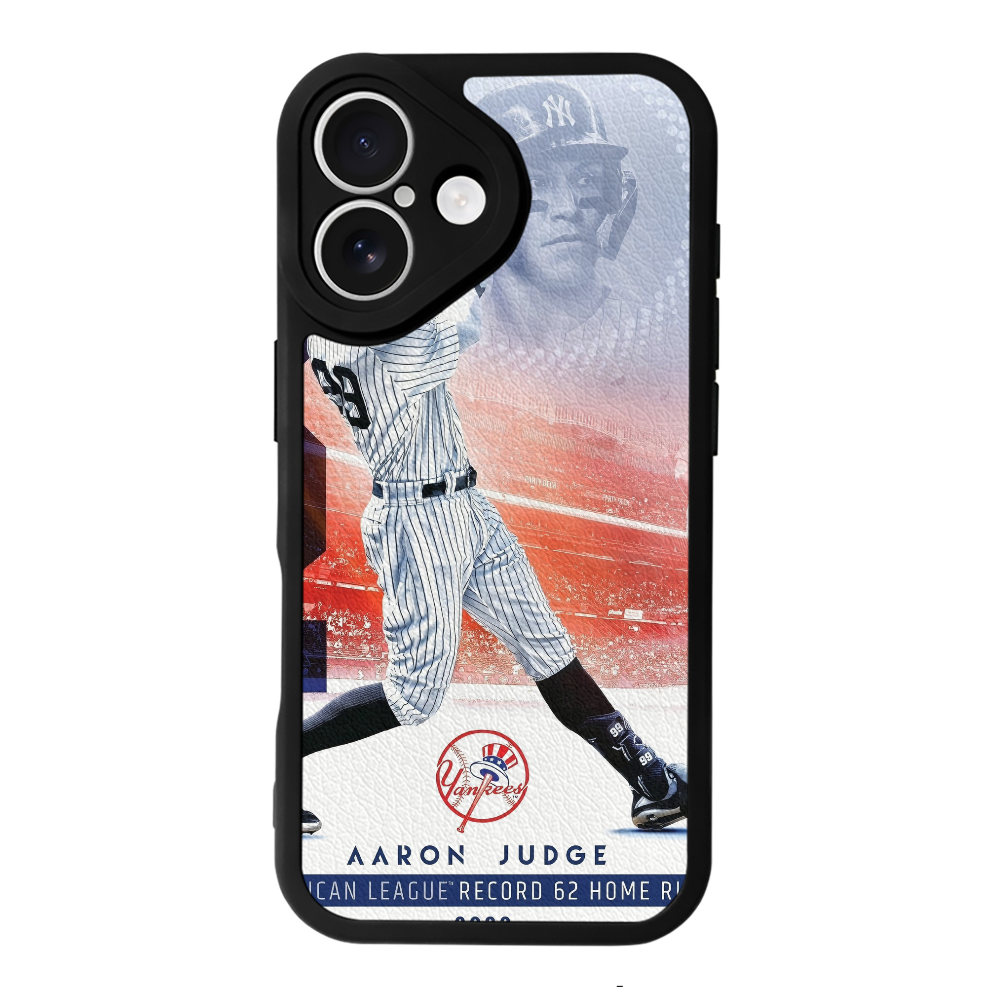 Aaron Judge 62nd Home Run IPhone 16 Silicone Leather Case – UV Print, Lambskin Texture – Perfect Fit, Wireless Charging Compatible, Scratch Resistant, Precise Cutouts – Stylish Protection For IPhone 16